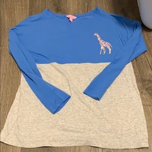 Lily Pulitzer ColorBlock Long Sleeve Giraffe Tee S